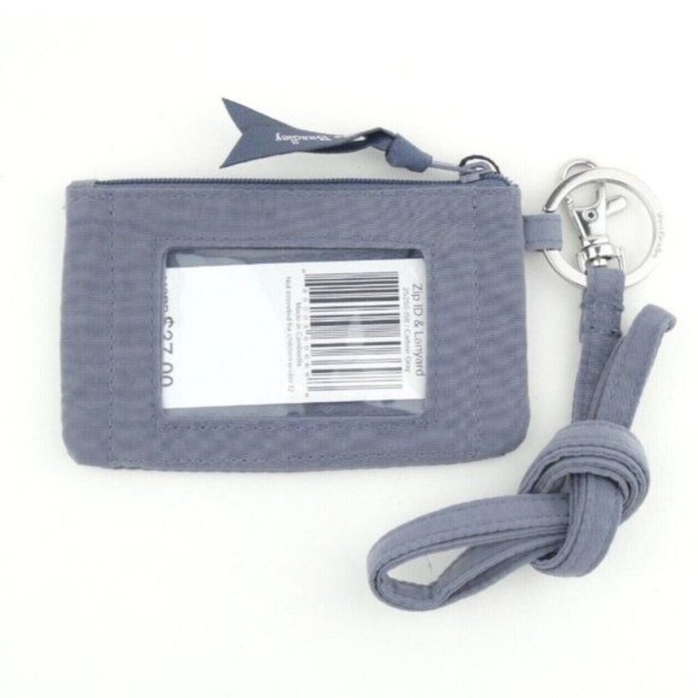 Vera Bradley Carbon Gray Microfiber Zip Id & Lanyard Set NWT - Picture 2 of 2